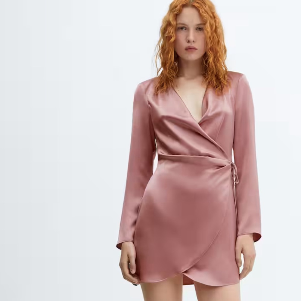 Mango Wrapped satin dress